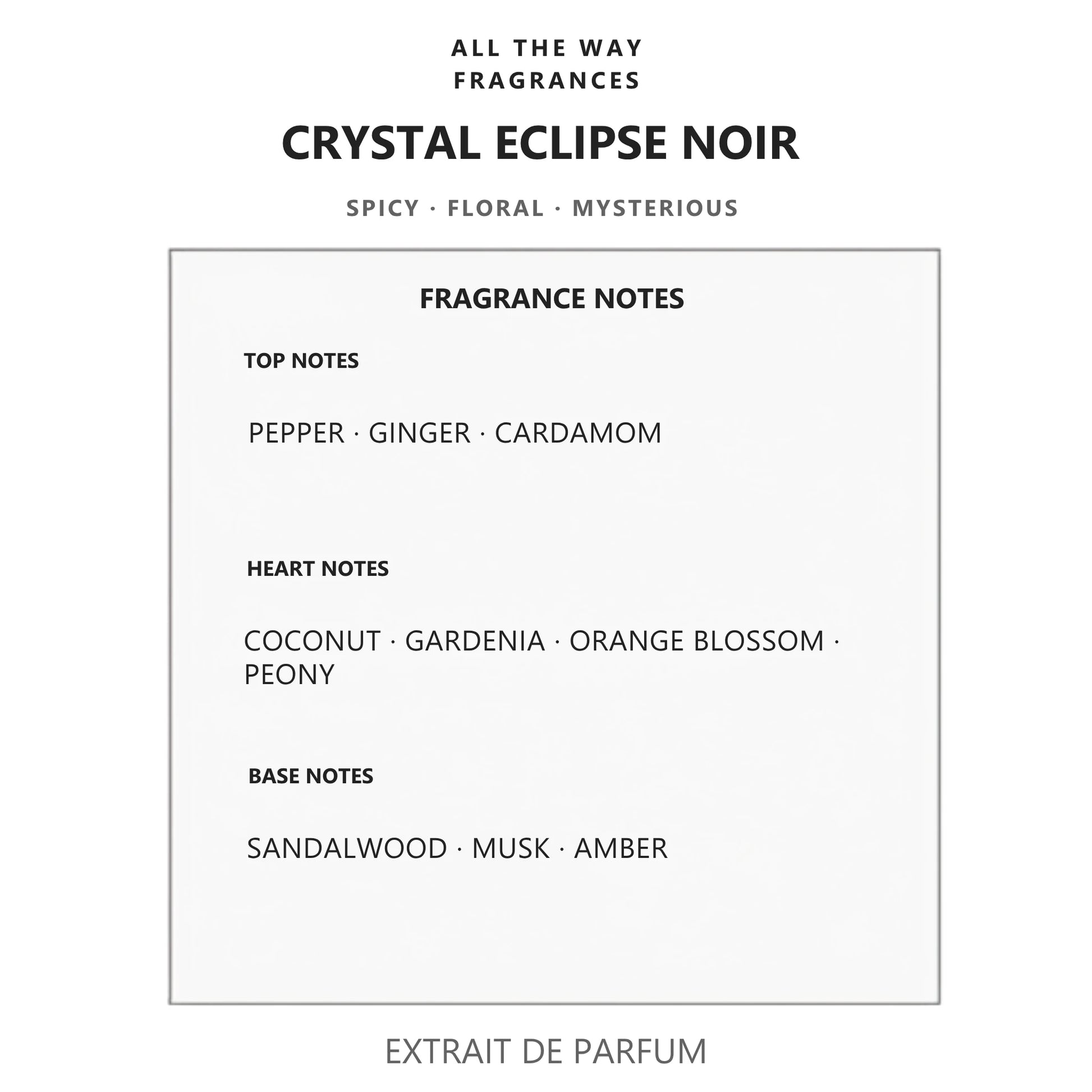 Νότες αρώματος Crystal Eclipse Noir – άρωμα τύπου Crystal Noir Versace
