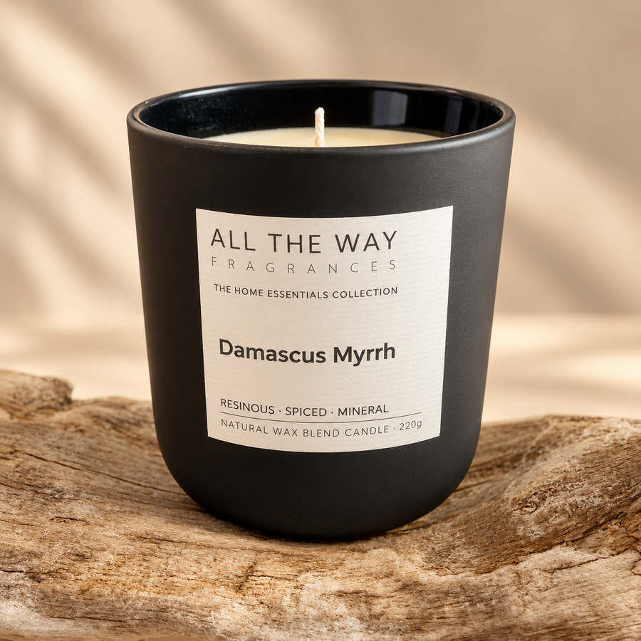 Damascus Myrrh χειροποίητο αρωματικό κερί All the Way σε ξύλινη βάση