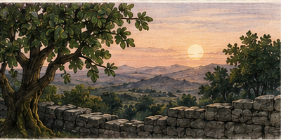 Fig Tree at Dusk — έγχρωμο σκηνικό και ατμόσφαιρα αρώματος