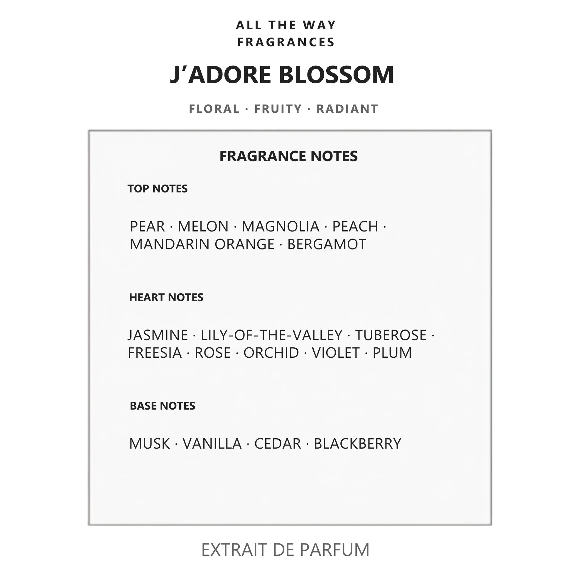 Νότες αρώματος J’Adore Blossom – άρωμα τύπου J’adore Dior