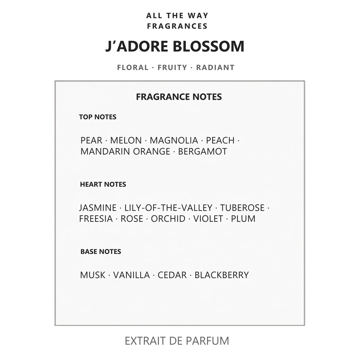 Νότες αρώματος J’Adore Blossom – άρωμα τύπου J’adore Dior