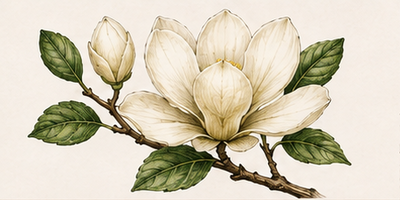 Magnolia Morning — έγχρωμη κύρια εικονογράφηση αρώματος
