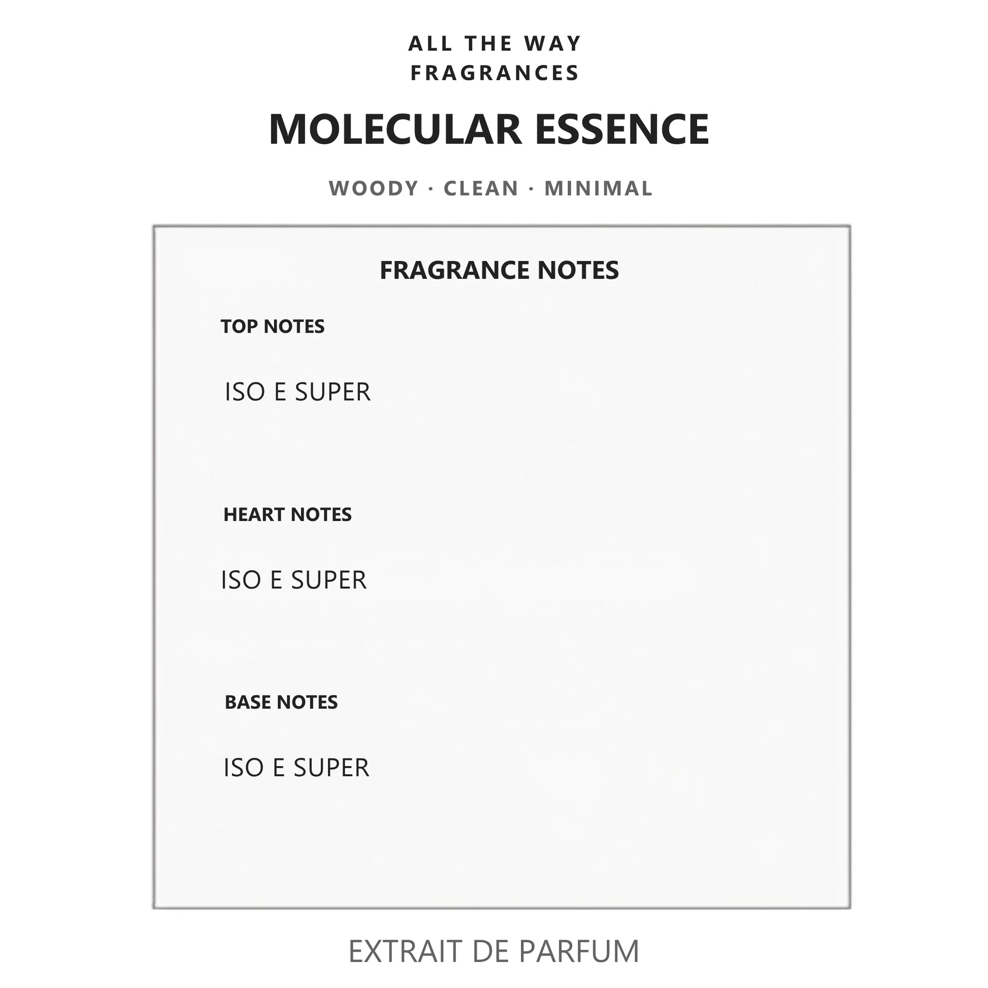 Νότες αρώματος Molecular Essence – άρωμα τύπου Molecule 01 Escentric Molecules