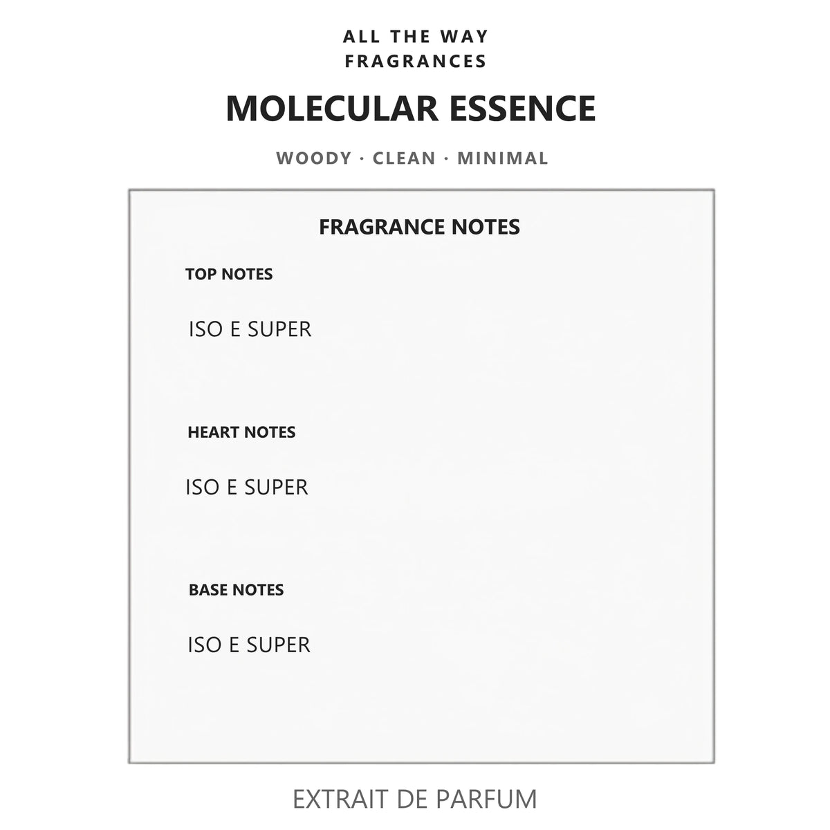 Νότες αρώματος Molecular Essence – άρωμα τύπου Molecule 01 Escentric Molecules