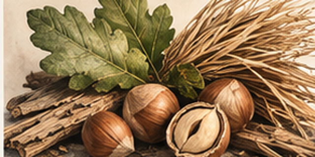Oak, Hazelnut & Vetiver — έγχρωμη εικονογράφηση αρώματος