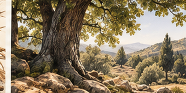 Oak, Hazelnut & Vetiver — έγχρωμη εικονογράφηση αρώματος
