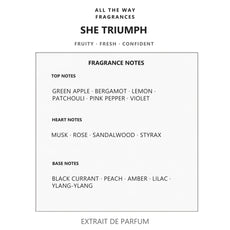 Νότες αρώματος She Triumph – άρωμα τύπου Aventus for Her Creed