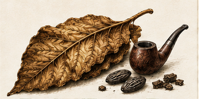 Tobacco Leaf & Tonka Bean — έγχρωμη εικονογράφηση αρώματος