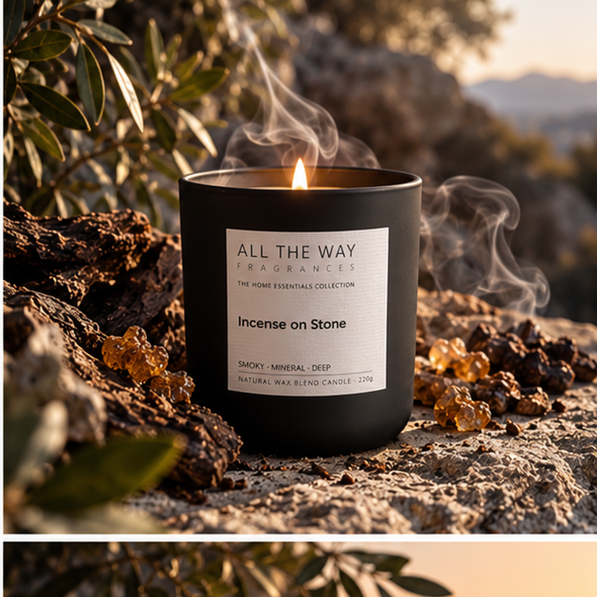 Incense on Stone χειροποίητο αρωματικό κερί All the Way – δημιουργική φωτογραφία